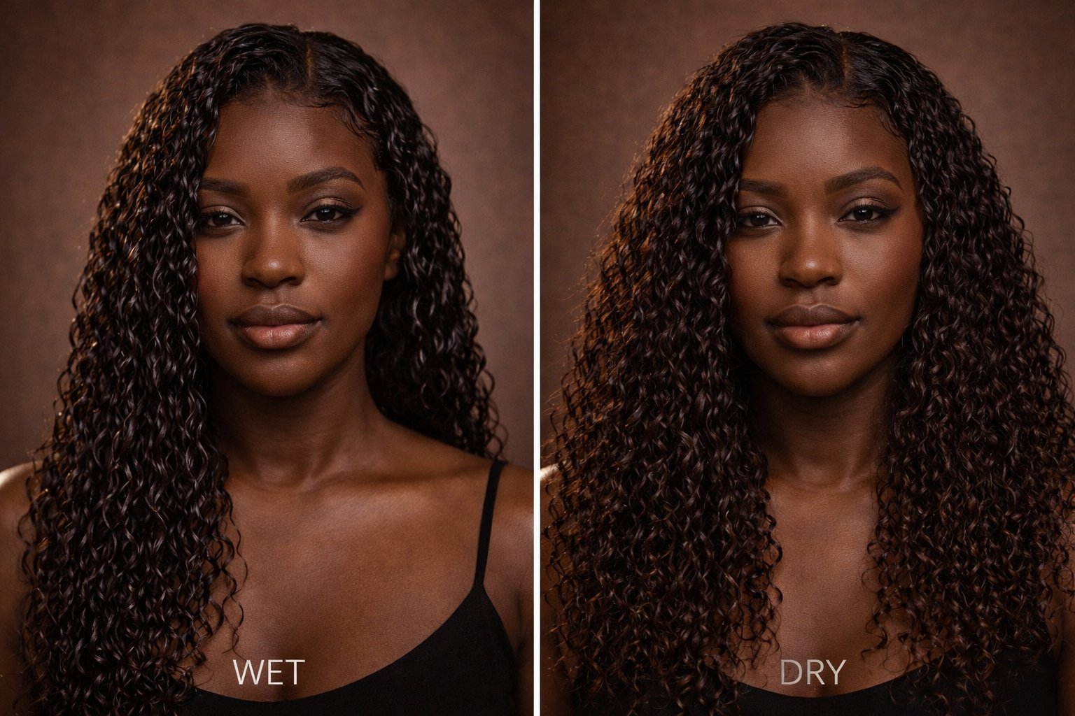 Hair texture wet versus dry comparison — Croziér